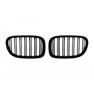 image-57-Double slat kidneys in black lacquer suitable for BMW 7 Series F01 short wheelbase, F02 long wheelbase 2008-2015