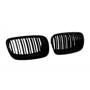 Double slat kidneys in black lacquer suitable for BMW X5 E70, X6 E71 2007-2013