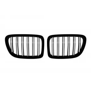 Double slatted kidney grilles in black lacquer suitable for BMW X1 E84 2009-2015