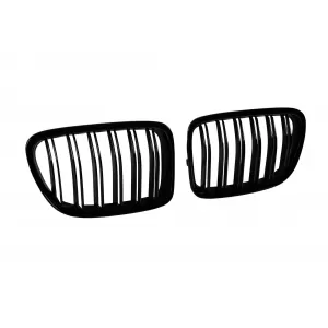 Double slatted kidney grilles in black lacquer suitable for BMW X1 E84 2009-2015