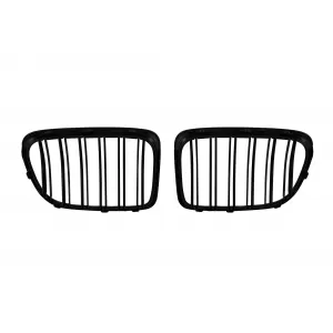 Double slatted kidney grilles in black lacquer suitable for BMW X1 E84 2009-2015