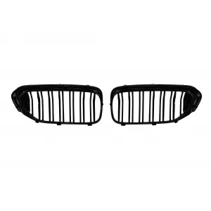 Gloss black double slat kidney grilles suitable for BMW 5 Series G30, G31 2017-2020