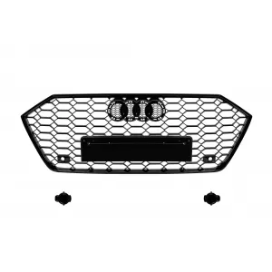 image-19-Fekete lakk RS7 típusú hűtőrács Audi A7 Sportback 2019- után, ACC nélkül, normál vagy S-line lökhárítóhoz, PDC nyílásokkal
