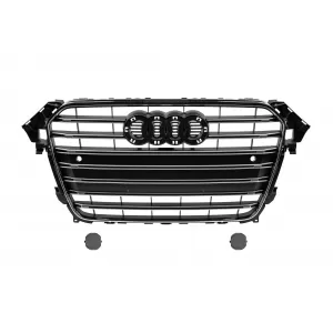 image-27-Króm/fekete S4 típusú hűtőrács Audi A4 2011-2015 modellhez, normál első lökhárítóhoz, emblématartóval, PDC nyílásokkal