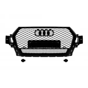 image-35-Fekete lakk RSQ7 típusú hűtőrács Audi Q7 2015-2019 modellhez, PDC nyílásokkal