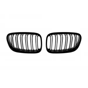 Double slat kidneys suitable for BMW 1 Series F20 2012-2014 with 5 doors, black lacquer