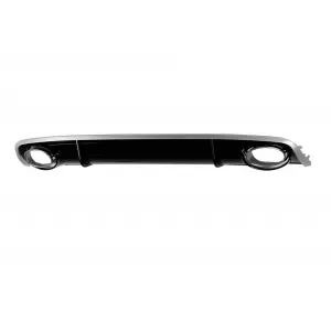 RS4-Stil Diffusor mit verchromten Auspuffendrohren geeignet für Audi A4 Limousine, Avant 2012-2015 Standard-Heckstoßstange, glänzend schwarz mit glänzender grauer Linie-image-6164372