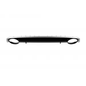 RS4-Stil Diffusor mit verchromten Auspuffendrohren geeignet für Audi A4 Limousine, Avant 2012-2015 Standard-Heckstoßstange, glänzend schwarz mit glänzender grauer Linie-image-6164374