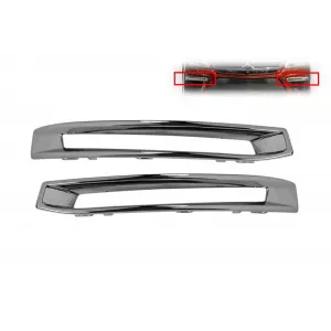 image-64-Chrome grille trim set around daytime running lights suitable for A Design bumper on Mercedes GL X166 2012-2015, left and right