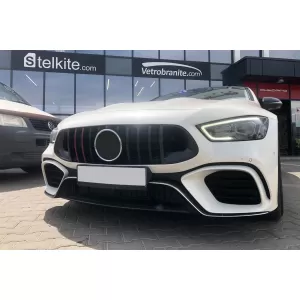 Schwarzer Lackgrill Typ Brabus mit roten Linien geeignet für Mercedes A Design GT 4-Türer Coupe X290 nach 2019-image-6138017