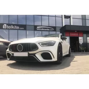 Schwarzer Lackgrill Typ Brabus mit roten Linien geeignet für Mercedes A Design GT 4-Türer Coupe X290 nach 2019-image-6138019