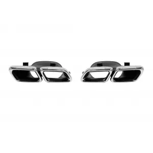 GLE63 Typ Diffusor mit verchromten Endrohren für den hinteren A Design Stoßfänger geeignet für Mercedes GLE Coupe C292 2016-2019 -oo--oo-, mit schwarzem Lackzierleisten-image-6138694