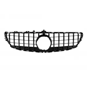 Gloss black GT-style grille suitable for Mercedes CLS C218 2015-2018 with camera hole