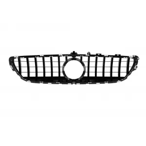 Gloss black GT-style grille suitable for Mercedes CLS C218 2015-2018 with camera hole
