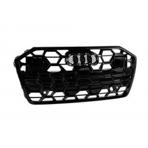 Gloss black grille set suitable for Audi A6 S Line front bumper 2019–2024