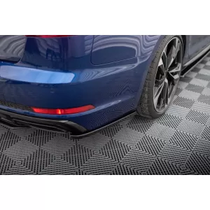 Maxton Design side extensions suitable for rear bumper of Audi A4 B9 after 2019, black lacquer
