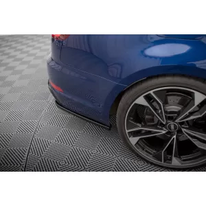Maxton Design side extensions suitable for rear bumper of Audi A4 B9 after 2019, black lacquer