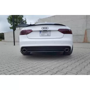 Maxton Design add-on for rear S-Line bumper diffuser suitable for Audi A5 8T coupe, Sportback 2011-2015, black lacquer