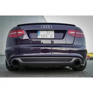 Maxton Design side extensions suitable for rear S-Line bumper on Audi A6 C6 sedan, Avant 2004-2011, black lacquer
