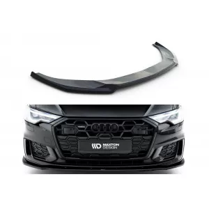image-33-Spoiler Maxton Design versione 1 adatto per paraurti anteriore S6, S-Line dell'Audi A6 C8 berlina, Avant dopo il 2019, verniciato di nero