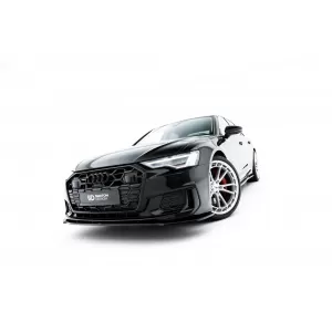 Maxton Design version 1 első spoiler Audi A6 C8 sedan, Avant 2019-től, S6, S-Line lökháróhoz, fekete lakk-image-6140176