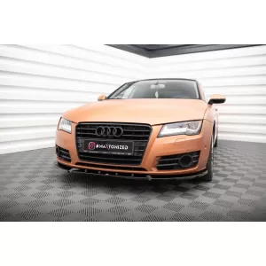 Maxton Design version 2 spoiler suitable for front bumper of Audi A7 C7 2010-2014, black lacquer