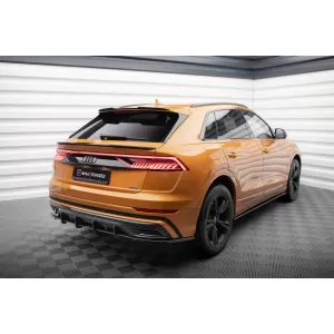 Maxton Design side extensions suitable for rear S-Line bumper of Audi Q8 after 2018, black lacquer