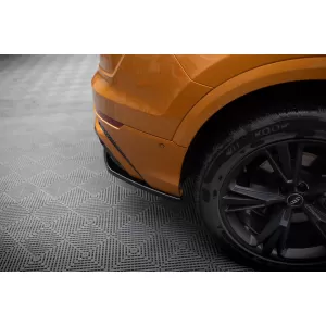 Maxton Design side extensions suitable for rear S-Line bumper of Audi Q8 after 2018, black lacquer