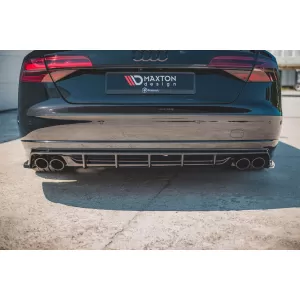 Maxton Design diffuser suitable for rear S8 bumper on Audi A8 D4 2015-2017, black lacquer