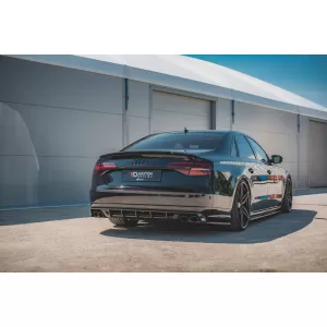 Maxton Design diffuser suitable for rear S8 bumper on Audi A8 D4 2015-2017, black lacquer