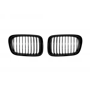 image-29-Single rib kidney grilles in black lacquer suitable for BMW 3 Series E46 sedan, E46 touring 1998-2001