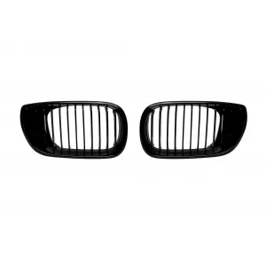 image-32-Single rib kidney grilles in black lacquer suitable for BMW 3 Series E46 sedan, E46 touring 2002-2005