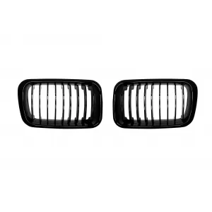 image-34-M3 type kidneys with single ribs black lacquer suitable for BMW 3 Series E36 sedan, touring, coupe, convertible, compact 1991-1996