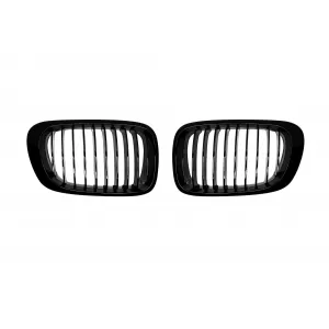 image-35-Single rib kidney grilles in black lacquer suitable for BMW 3 Series E46 Coupe, E46 Convertible 1999-2003