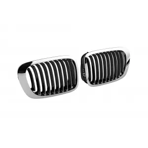 Chrome/black kidneys suitable for BMW 3 Series E46 coupe, convertible 1999-2003