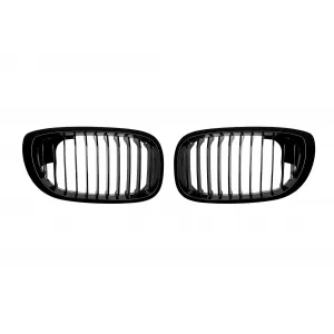 Single rib kidneys in black lacquer suitable for BMW 3 Series E46 Coupe, E46 Convertible 2003-2006