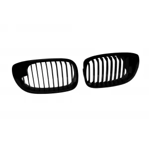 Single rib kidneys in black lacquer suitable for BMW 3 Series E46 Coupe, E46 Convertible 2003-2006