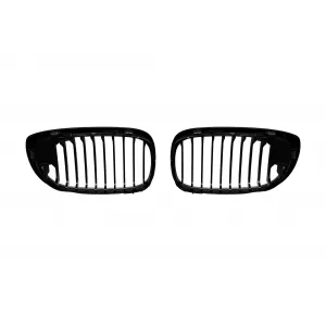 Single rib kidneys in black lacquer suitable for BMW 3 Series E46 Coupe, E46 Convertible 2003-2006