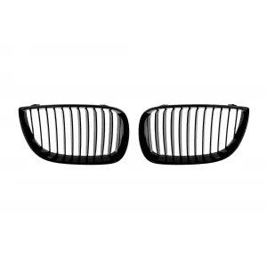 image-45-Single rib kidney grilles in black lacquer suitable for BMW Series 1 E81 3-door, E87 5-door 2004-2007