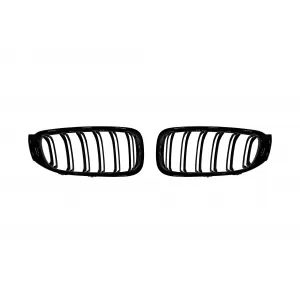 Double slat kidney grilles in black lacquer suitable for BMW 3 Series GT F34 2013-2016