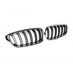 Double slat kidneys chrome/black suitable for BMW 3 Series GT F34 2013-2016