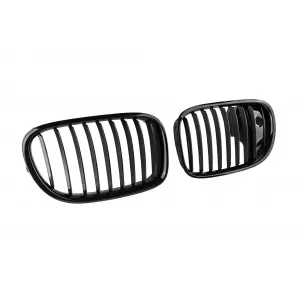 Black kidney grilles suitable for BMW 7 Series F01 short wheelbase, F02 long wheelbase 2008-2015 with camera opening