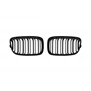 Double slat kidney grilles in black lacquer type M1 suitable for BMW 1 Series F20 with 5 doors, F21 with 3 doors 2011-2015