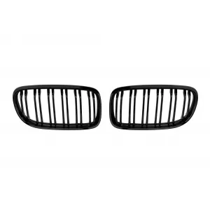image-73-Black M3 style kidney grilles with double slats suitable for BMW 3 Series E90 sedan, E91 touring 2008-2012