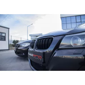 Black M3 style kidney grilles with double slats suitable for BMW 3 Series E90 sedan, E91 touring 2008-2012-image-6143318