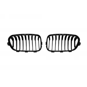 Single rib kidney grilles in black lacquer suitable for BMW 1 Series F20 5-door, F21 3-door 2015-2019