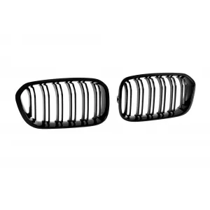 Double slat kidneys in black lacquer suitable for BMW Series 1 F20, F21 2015-2019