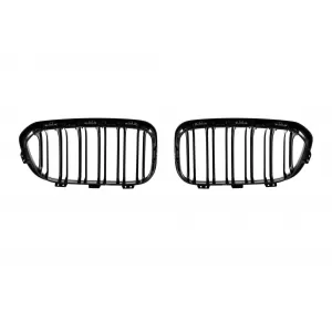 Double slat kidneys in black lacquer suitable for BMW Series 1 F20, F21 2015-2019