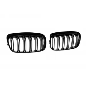 Double slat kidney grilles in black lacquer suitable for BMW Series 2 F45, F46 2014-2017