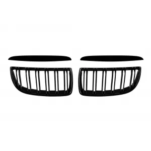 Double slat kidneys in black lacquer suitable for BMW 3 Series E90 sedan, E91 touring 2005-2008